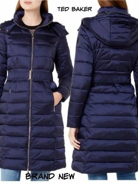 Ted Baker Jackets & Blazers - Ted Baker Aliciee Quilted Navy Belted Coat - Size 0/2 US - New with Tags